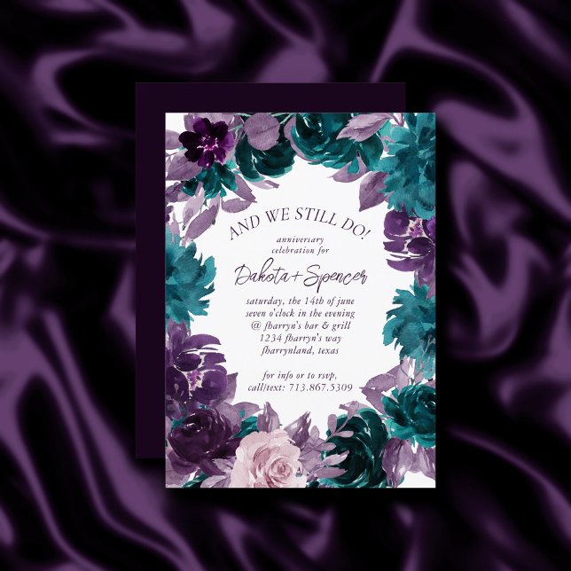 Invitation Moody Boho | Aubergine Purple et Turquoise Anniver (Créateur téléchargé)