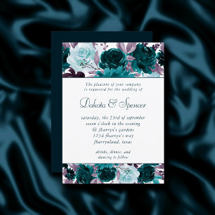 Invitation Moody Boho   Garland Turquoise et Turquoise
