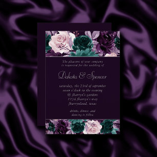 Invitation Moody Boho   Grotte foncée pourpre et Turquoise