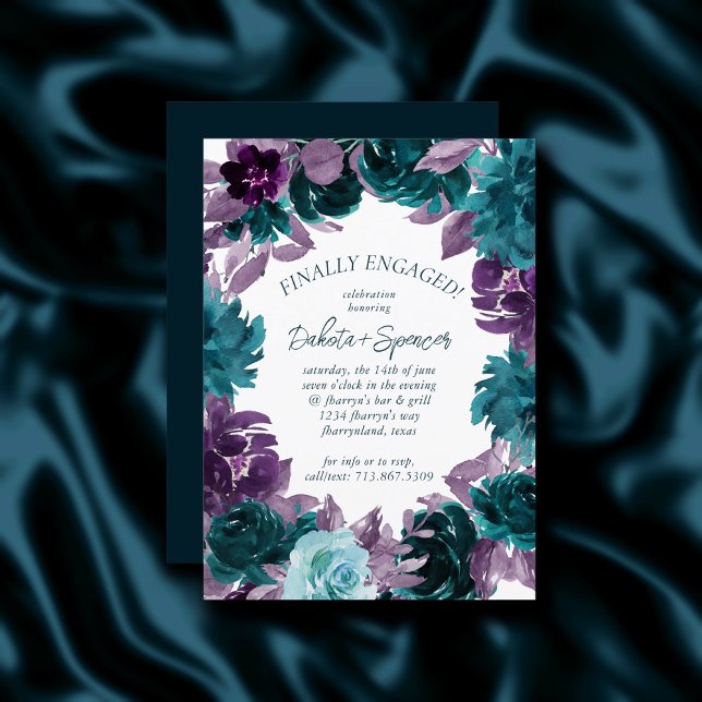 Invitation Moody Boho | Turquoise et violet Enfin partie enga (Créateur téléchargé)