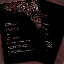 Invitation Moody Chocolate Floral en un seul Mariage