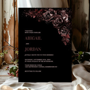 Invitation Moody Chocolate Floral Mariage