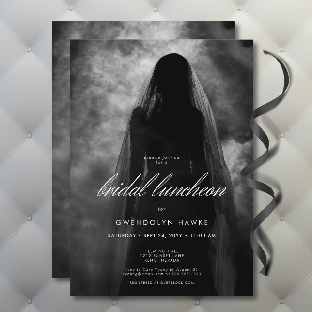 Invitation Moody Dark Ghost Bride dans Mist Bridal Luncheon (Moody Dark Ghost Bride in Mist Bridal Shower Invitation)