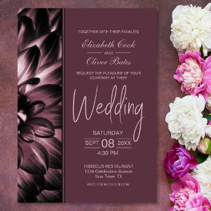 Invitation Moody Dusty Rose Floral Mariage