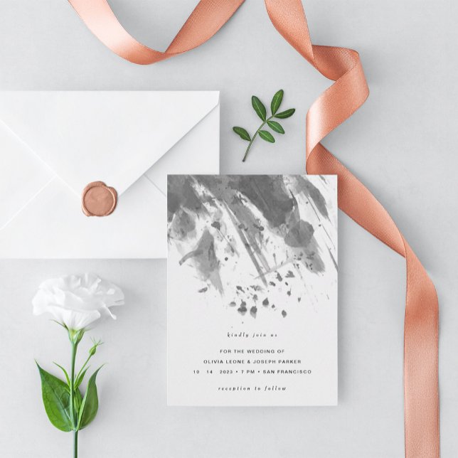 Invitation Moody Enk | Mariage noir et blanc Abstrait (Créateur téléchargé)