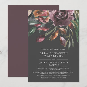 Invitation Moody Fall Floral Burn Purple Mariage