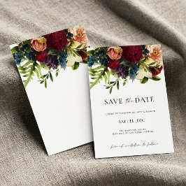 Invitation Moody Floral Burgundy Wedding Enregistrer la date
