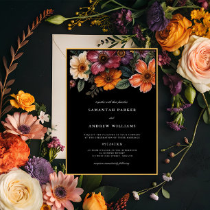 Invitation Moody Floral Dark Élégant mariage vintage