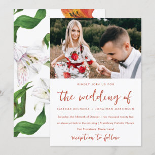 Invitation Moody Floral Pattern Mariage photo