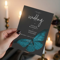 Moody foncé minimaliste Mariage Moth Turquoise