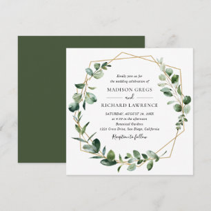 Invitation Moody Greenery avec Mariage de cadre géométrique o