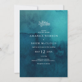 Invitation Moody Ocean Watercolor Sent Ecru Tout En Un