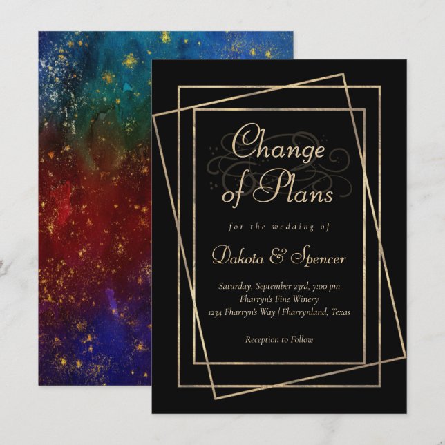 Invitation Moody Ombre | Bijoux ton Changement de plan Mariag (Devant / Derrière)