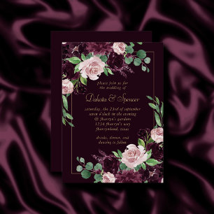 Invitation Moody Passion   Bouquet Dramatique de Rose de vin 