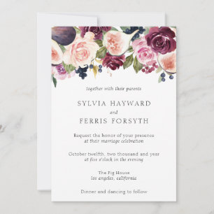 Invitation Moody Plum Floral et Fig Mariage