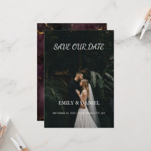 Invitation Moody Plum Noir Élégant Photo Save The Date Automn