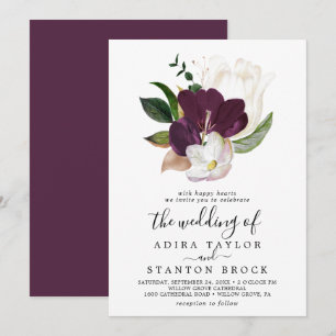 Invitation Moody Purple Blooms Le Mariage De