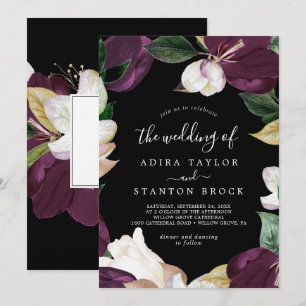 Invitation Moody Purple Blooms Noir Le Mariage De