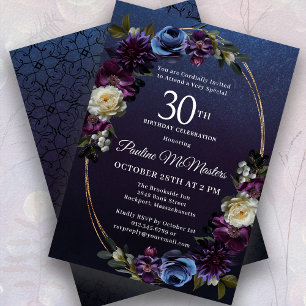 Invitation Moody Purple Flowers 30e anniversaire