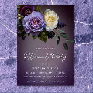 Invitation Moody Purple & Lavender Floral Retraite Party
