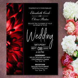 Invitation Moody Red Floral Mariage