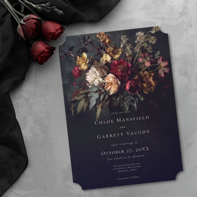 Invitation Moody Romantic Dark Floral Gothic Wedding (Moody Romantic Dark Floral Gothic Wedding Invitation)