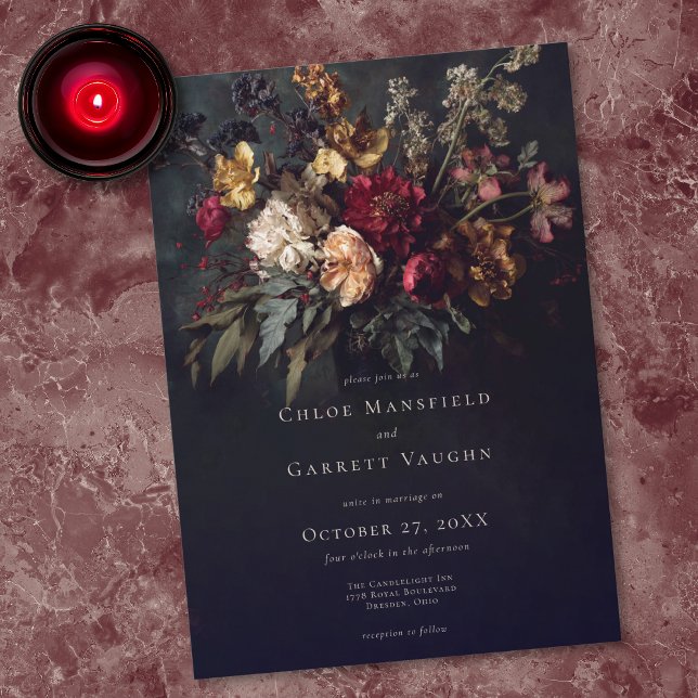 Invitation Moody Romantic Dark Floral Gothic Wedding (Créateur téléchargé)