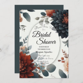 Invitation Moody Rustic Fall Florals Fête des mariées Mariage
