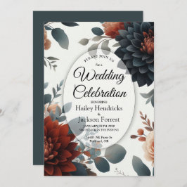 Invitation Moody Rustic Fall Florals Wedding