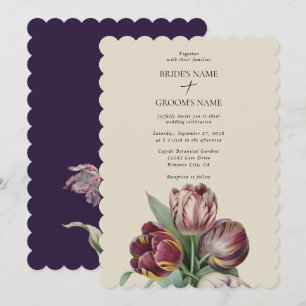 Invitation Moody Watercolor Purple Tulips Mariage traditionne