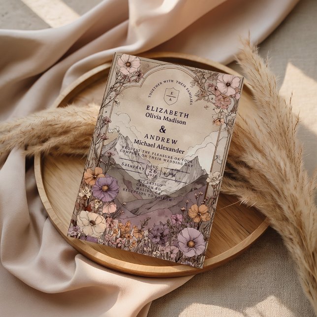 Invitation Moody Wildflower Mountain Wedding (Créateur téléchargé)