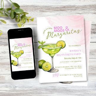 Invitation MooMoos & Margaritas Fête de Fiançailles Rose
