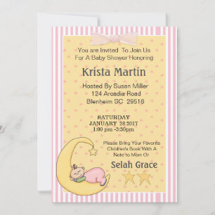 Invitation Moon Baby Apportez un Baby shower de livre Invitat