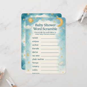 Invitation Moon, Etoiles et Baby shower de Scramble Word Whim