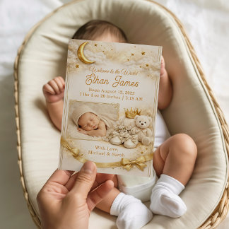 Invitation Moon Stars Baby Boy Announcement