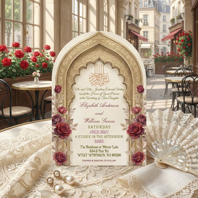 Invitation Moorish Arch Bismillah Calligraphy Nikkah (Créateur téléchargé)
