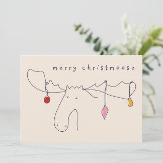 Invitation Moose avec trait de ligne d'éclairage de Noël