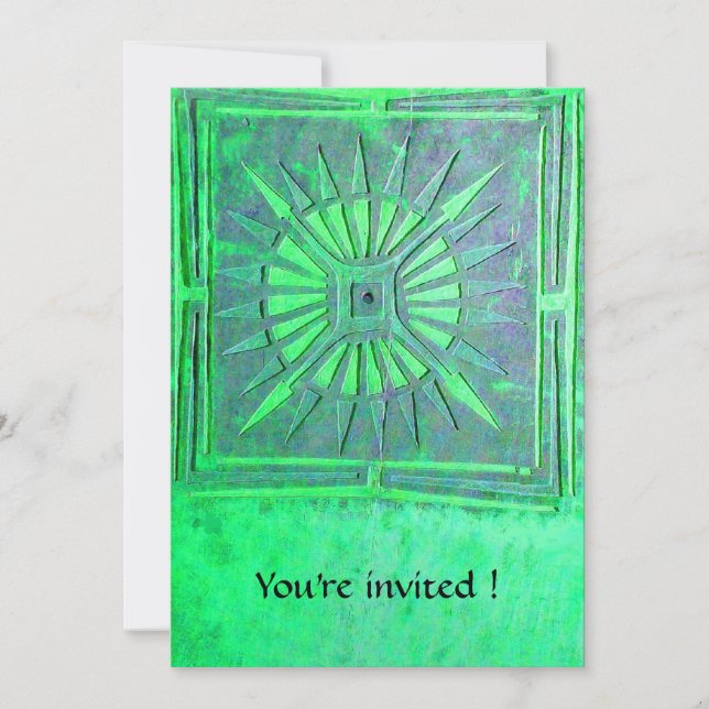 Invitation MORNING STAR  MONOGRAMME , vert clair brillant (Devant)
