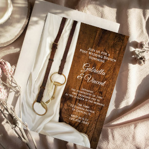 Invitation Mors de cheval en satin blanc occidental brunch d'