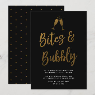 Invitation Morsures et bulles Jour de l'an avec un script d'