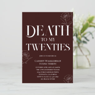 Invitation Mort à mes 20 ans 30e anniversaire