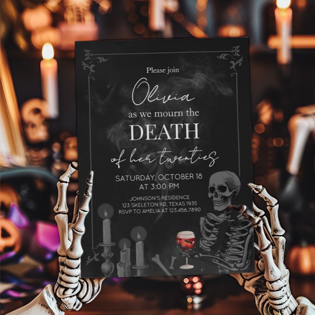 Invitation Mort gothique à mes 20 ans Anniversaire (Death of my Twenties Birthday Party Invitation)