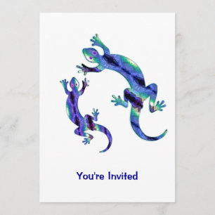 INVITATION MOSAÏQUE BLEUE ET VERTE LIZARD 1 DUO