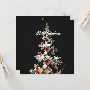 Invitation Mosaïque de Noël abstraite futuriste 3D -