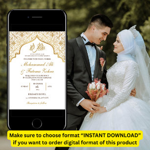 Invitation Mosquée d'or Élégance Mariage musulman Nikah