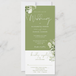 Invitation Moss Green Botanical Greenery All In One Wedding