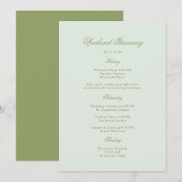 Invitation Moss Green Estate Wedding Itinerary Card