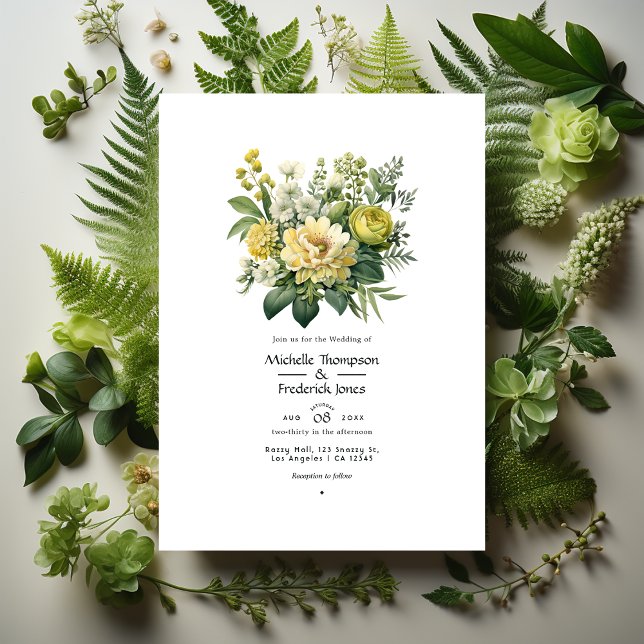 Invitation Moss Green Floral Mariage (Créateur téléchargé)