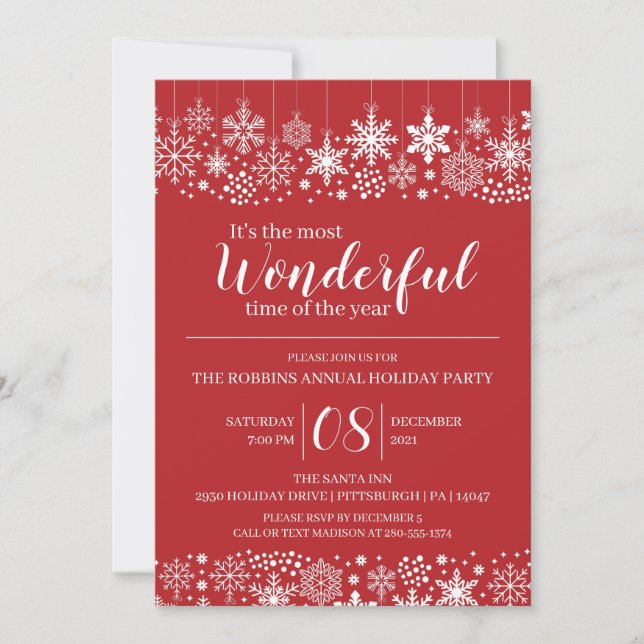 Invitation Most Wonderful Time of the Year Holiday Party (Devant)