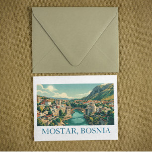 Invitation Mostar Bosnie Vieux Pont Stari Most Rétro Voyage